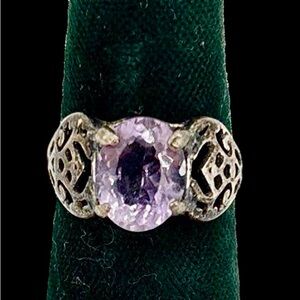 Elegant Amethyst Sterling Silver Women's Ring